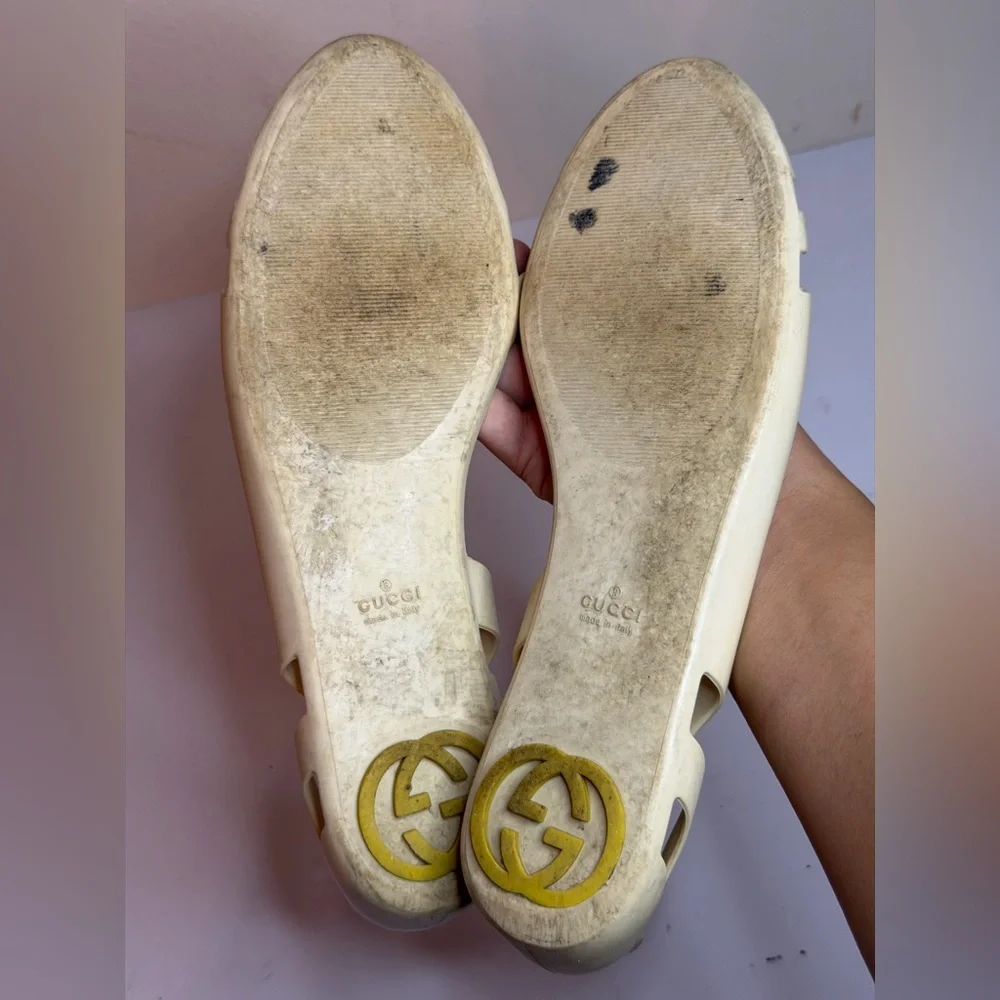 Gucci Interlocking GG jelly ballet flats in a light yellow Project